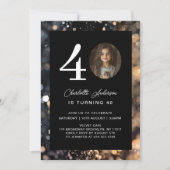 Modern, zwart, goud, glitter, foto, 40. Birthday Kaart (Voorkant)