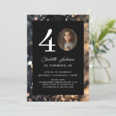 Modern, zwart, goud, glitter, foto, 40. Birthday Kaart (Staand voorkant)