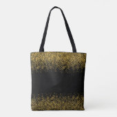Modern zwart goud Glitter Gepersonaliseerd Tote Bag (Achterkant)