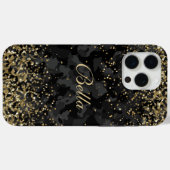 Modern Zwart Goud Glitter Girly gepersonaliseerde Case-Mate iPhone Case (Achterkant (horizontaal))