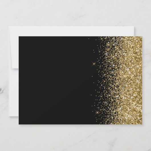 Modern Zwart & Goud Glitter Sweet 16 Uitnodiging (Achterkant)