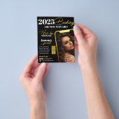 Modern Zwart Goud Haar Salon 2025 Boeking Flyer (Hand)