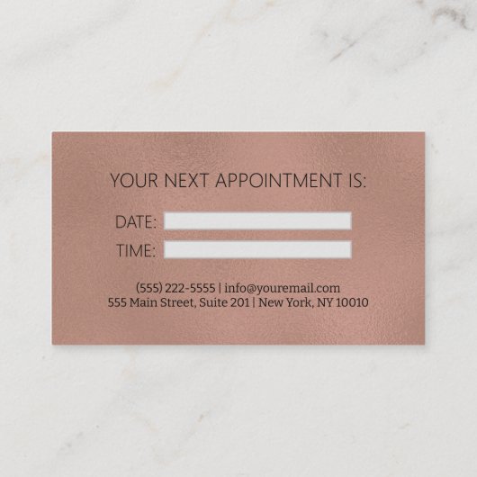 Modern zwart goud Haarstylist Afspraakkaart Visitekaartje (Achterkant)