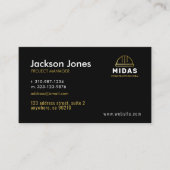 Modern Zwart + Goud Hard Pet Bouwfirma Visitekaartje (Voorkant)