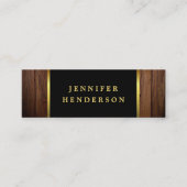 Modern zwart goud hout patroon professioneel mini visitekaartje (Voorkant)