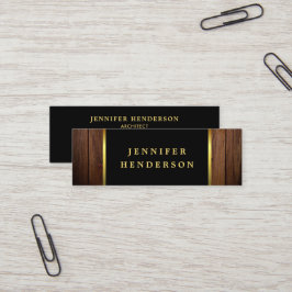 Modern zwart goud hout patroon professioneel mini visitekaartje