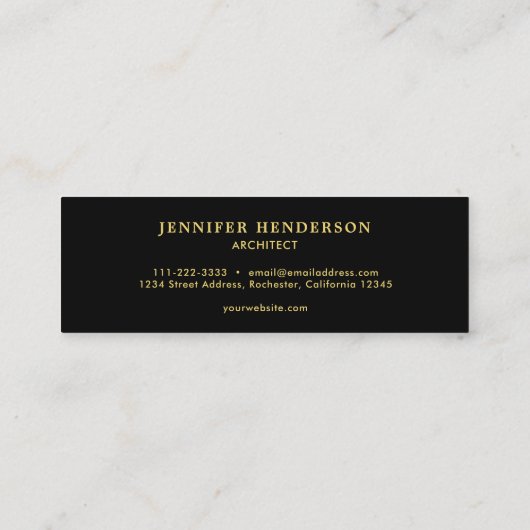 Modern zwart goud hout patroon professioneel mini visitekaartje (Achterkant)