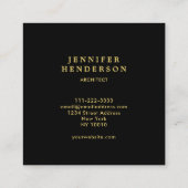 Modern zwart goud hout patroon professioneel vierkante visitekaartje (Achterkant)