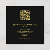 Modern zwart goud hout QR code professional Vierkante Visitekaartje (Achterkant)