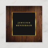 Modern zwart goud hout QR code professional Vierkante Visitekaartje (Voorkant)