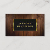 Modern zwart goud hout QR code professional Visitekaartje (Voorkant)