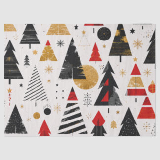 Modern Zwart Goud Kerstboom Patroon Tissuepapier
