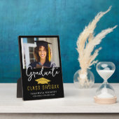 Modern Zwart & Goud Klasse van 2025 Afstudeerder P Fotoplaat (Zijkant)