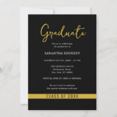 Modern Zwart & Goud Klasse van 2025 Afstudeerder P Kaart (Achterkant)