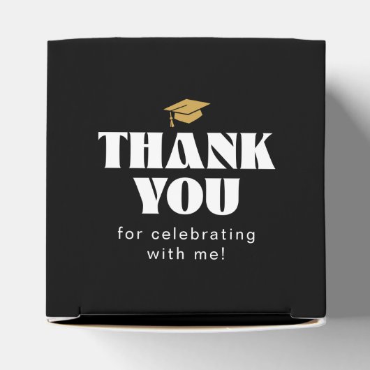 Modern Zwart Goud Klasse van 2025 Bedankt Bedankdoosjes (Bovenkant)
