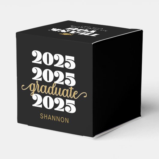 Modern Zwart Goud Klasse van 2025 Bedankt Bedankdoosjes (Achterkant)