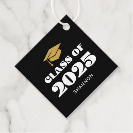 Modern Zwart Goud Klasse van 2025 Bedankt Bedankjes Labels