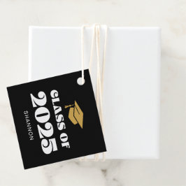 Modern Zwart Goud Klasse van 2025 Bedankt Bedankjes Labels