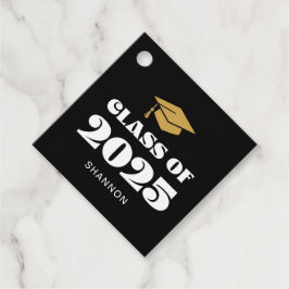 Modern Zwart Goud Klasse van 2025 Bedankt Bedankjes Labels