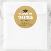 Modern Zwart Goud Klasse van 2025 Bedankt Ronde Sticker (Tas)