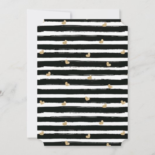 Modern Zwart Goud Kruis Harten Doop Kaart (Achterkant)