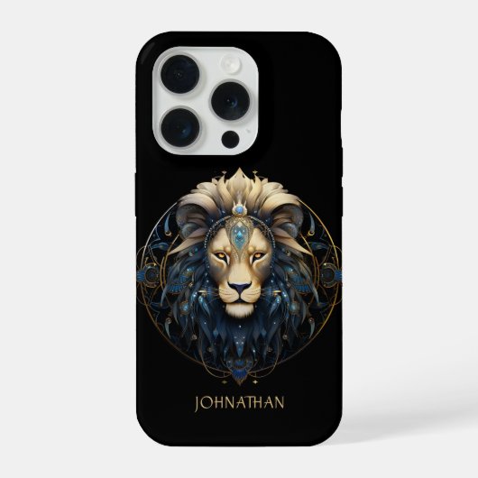 Modern Zwart Goud Leeuw Zodiac Zonneteken Naam Leo iPhone Hoesje (Achterkant)