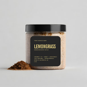 Modern zwart goud lichaam scrub productlabel vierkante sticker