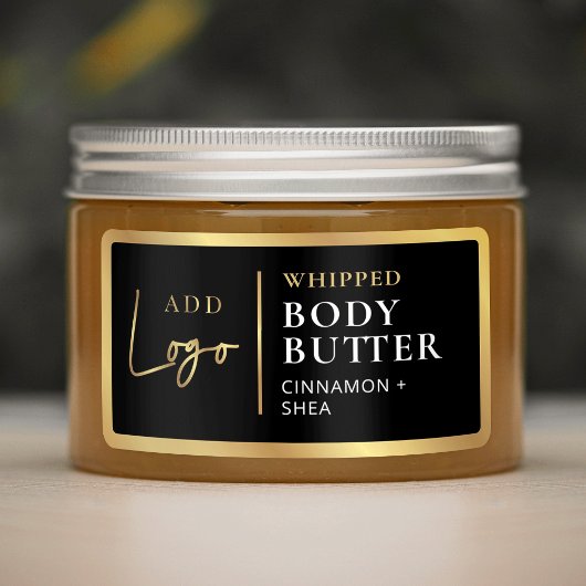 Modern Zwart Goud Logo Body Butter Jar Waterdicht Labels