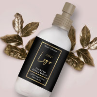 Modern Zwart & Goud Logo Room Spray Flessenlabel