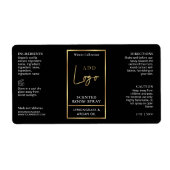 Modern Zwart & Goud Logo Room Spray Flessenlabel Etiket (Voorkant)
