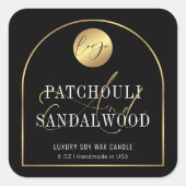 Modern Zwart & Goud Logo Sojakaarsen Productlabel Vierkante Sticker (Voorkant)