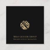 Modern zwart goud Logo Vierkante Visitekaartje (Voorkant)