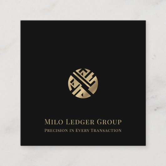Modern zwart goud Logo Vierkante Visitekaartje (Voorkant)