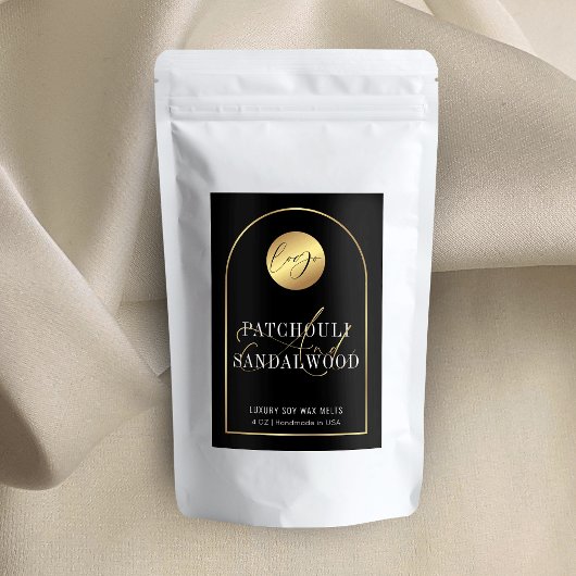 Modern Zwart & Goud Logo Waterdicht Productlabel Voedselcontainer Etiket