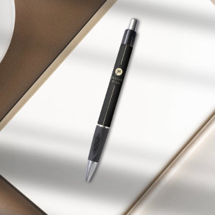 Modern Zwart Goud Luxe Handschrift Monogram Pen
