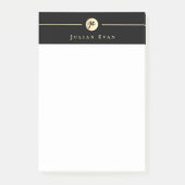 Modern Zwart Goud Luxe Handschrift Monogram Post-it® Notes (Voorkant)
