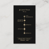 Modern Zwart Goud Luxe Handschrift Monogram Visitekaartje (Achterkant)