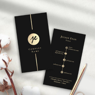 Modern Zwart Goud Luxe Handschrift Monogram Visitekaartje