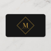Modern Zwart Goud Luxe Monogram Initiaal Visitekaartje (Voorkant)