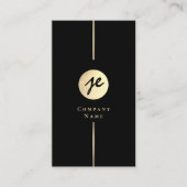 Modern Zwart Goud Luxe Monogram Visitekaartje (Voorkant)