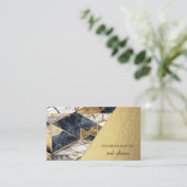 Modern Zwart Goud Marmer Geometrisch Visitekaartje (Staand voorkant)