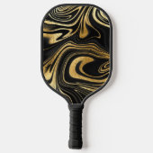 Modern Zwart Goud Marmer Glitter Pickleball Paddle (Achterkant)