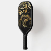 Modern Zwart Goud Marmer Glitter Pickleball Paddle (Links)