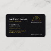 Modern Zwart + Goud Minimal Construction Hard Pet Visitekaartje (Achterkant)