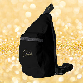 Modern Zwart Goud Monogram Mannen Vrouwen Kinder R Sling Bag