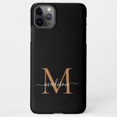 Modern Zwart Goud Monogram Script Naam iPhone case iPhone Hoesje (Achterkant)