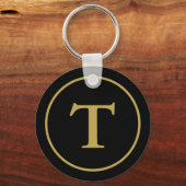 Modern zwart & goud monogram sleutelhanger (Voorkant)