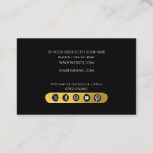 Modern zwart & goud monogram visitekaartje (Achterkant)