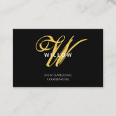 Modern zwart & goud monogram visitekaartje (Voorkant)
