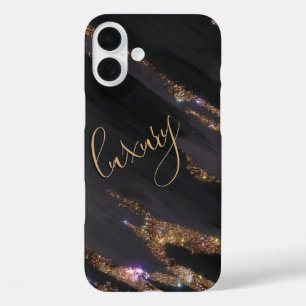 Modern Zwart Goud Monogrammed Hoesje- Mate iPhone 16 Plus Hoesje